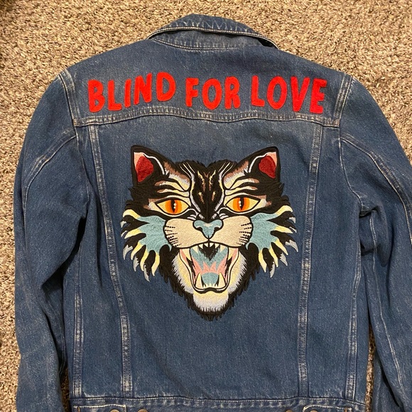 Gucci Angry Cat Embroidered Denim Jacket Size 44 XS - Picture 1 of 6